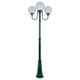 Lisbon Triple 25cm Spheres Curved Arms Tall Post Light - Green Finish / E27 Lisbon Triple 25cm Spheres Curved Arms Tall Post Light - Green Finish / E27
